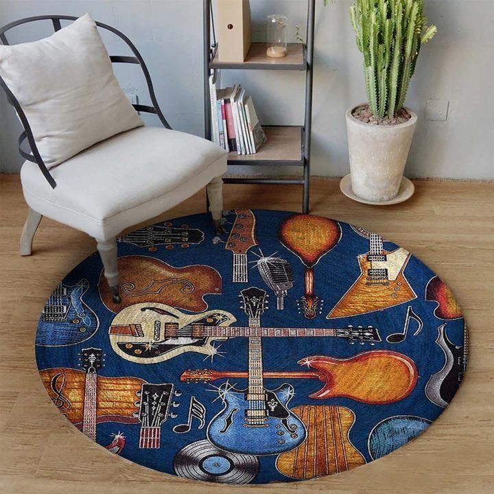 Guitar Music Round Carpet