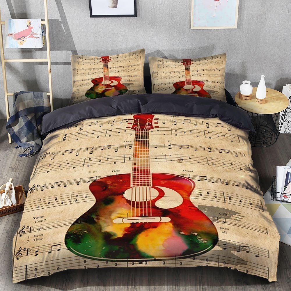 Guitar Music Notes Color Bedding Set