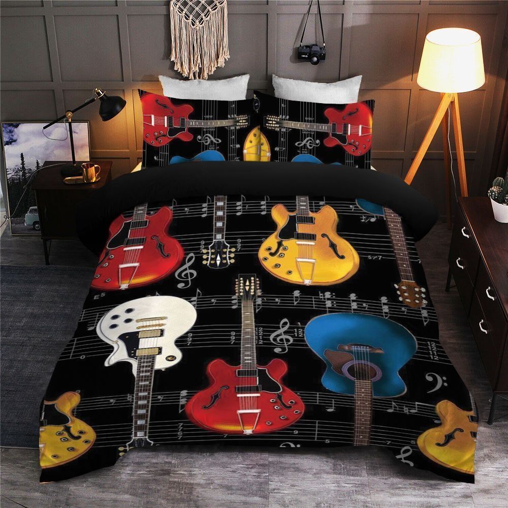 Guitar Music Notes Bedding Set