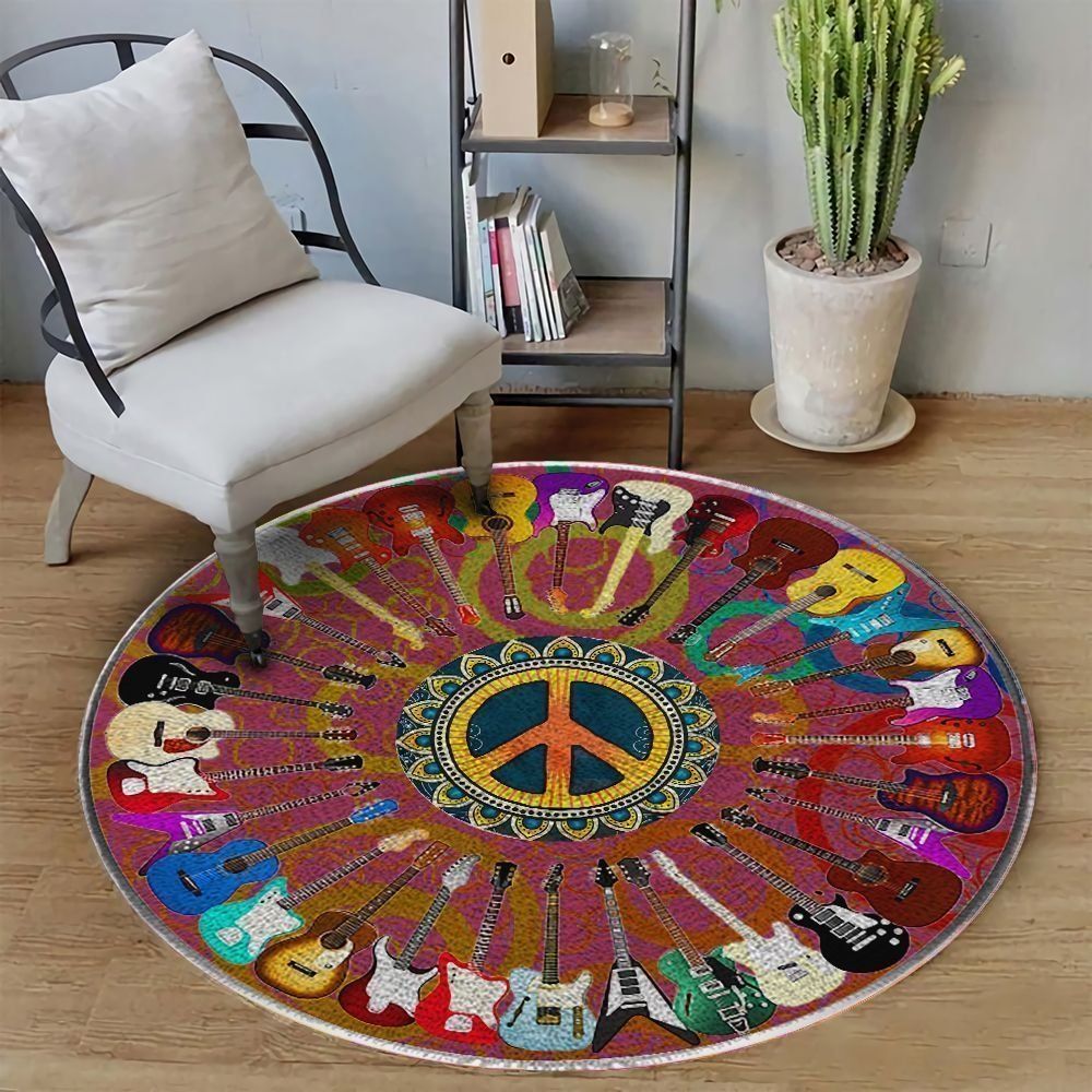 Guitar Peace Round Carpet