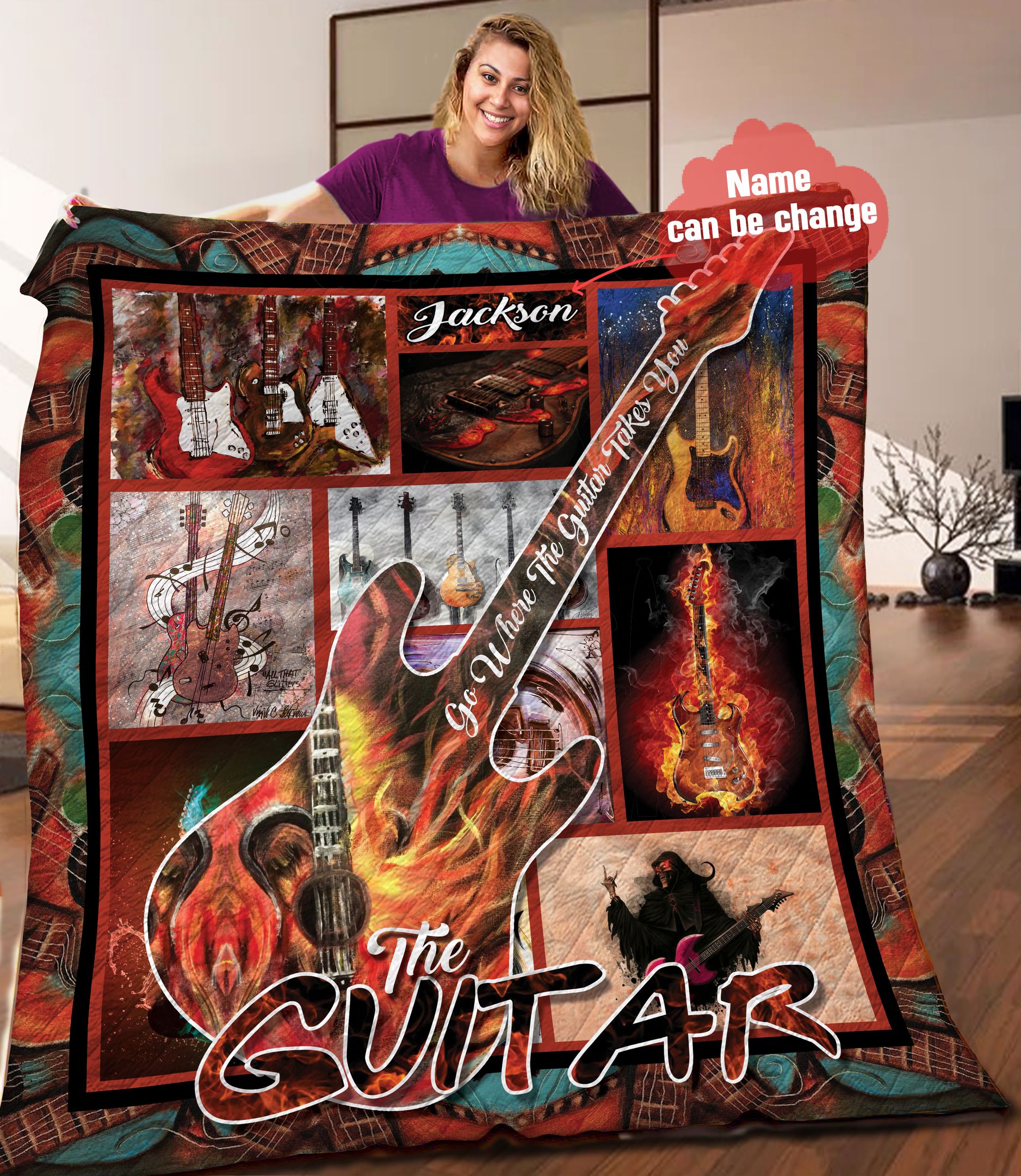 Guitar Personalized Quilt Blanket HHH050612NA