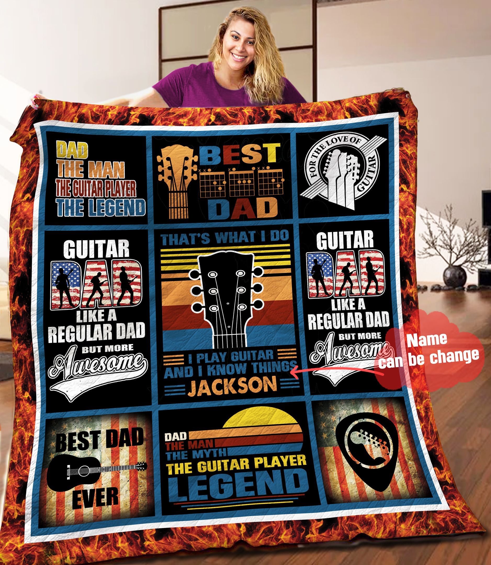 Guitar Personalized Quilt Blanket HHH080611NA
