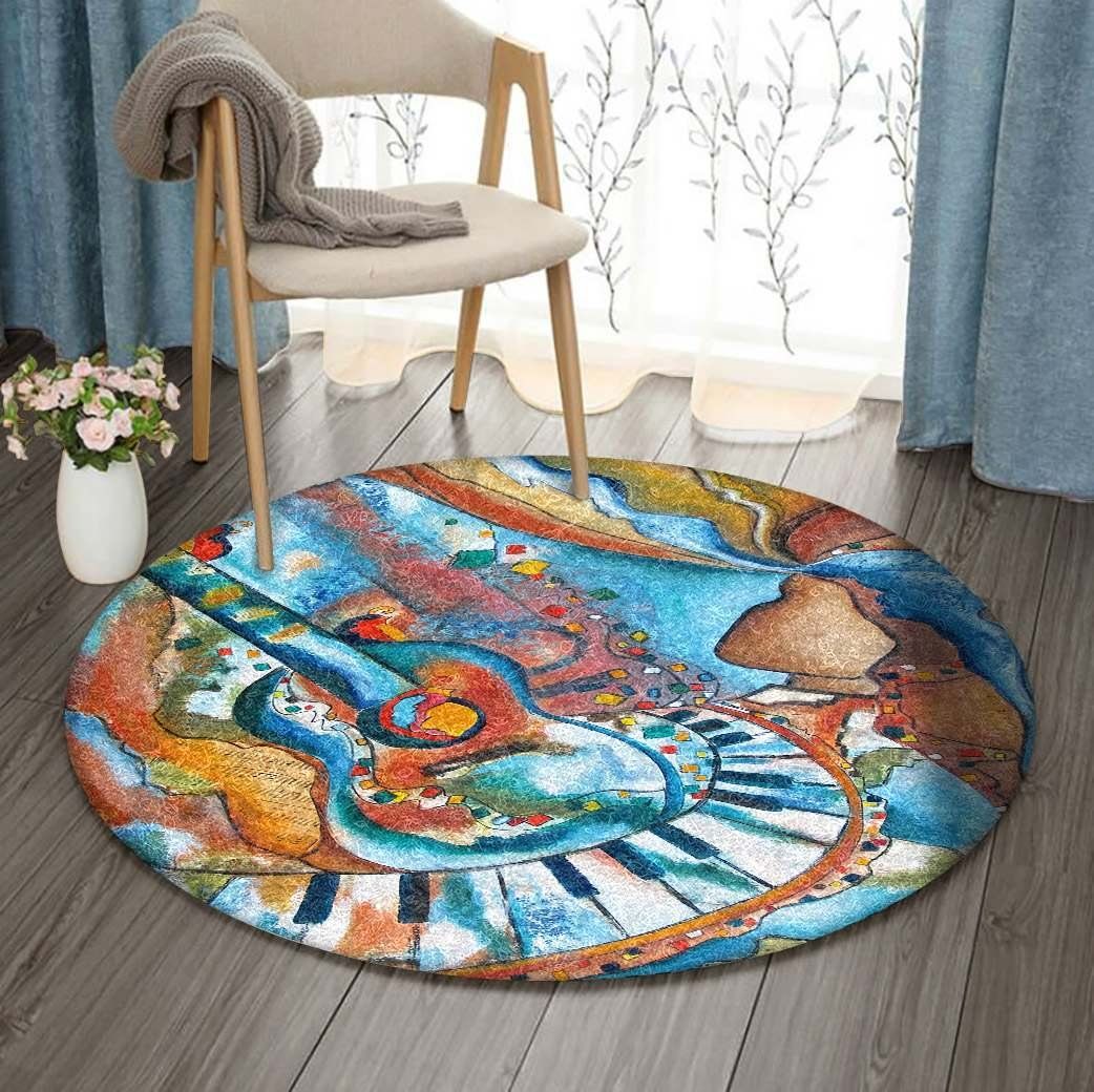 Guitar Piano Round Carpet