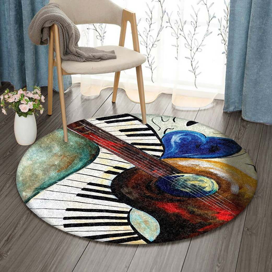 Guitar Piano Round Carpet