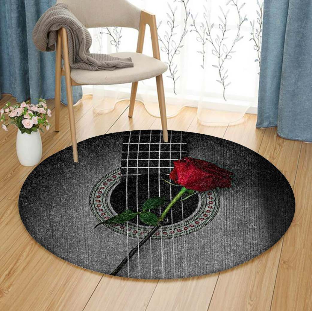 Guitar Rose Round Carpet