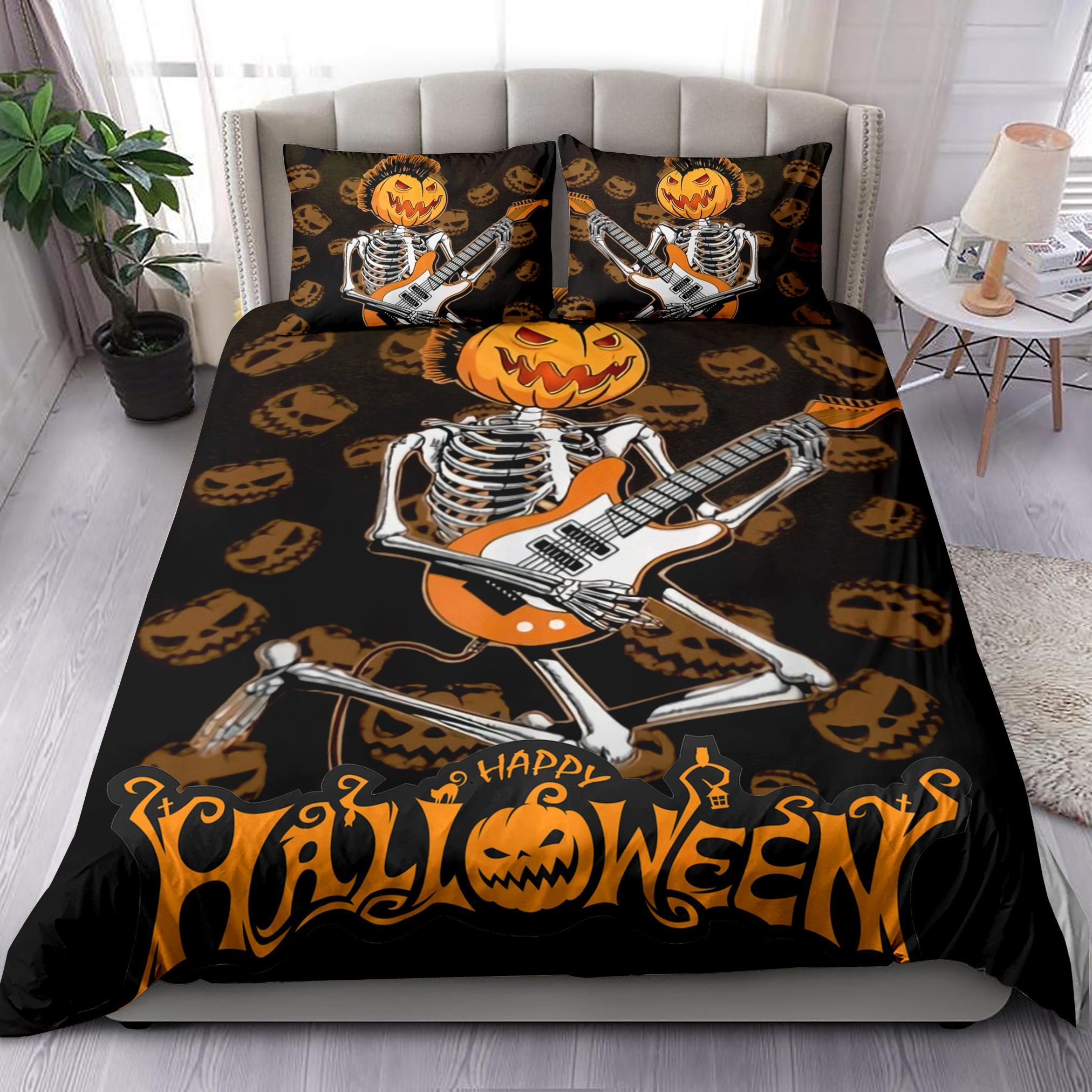 Guitar Skeleton Halloween Bedding Set