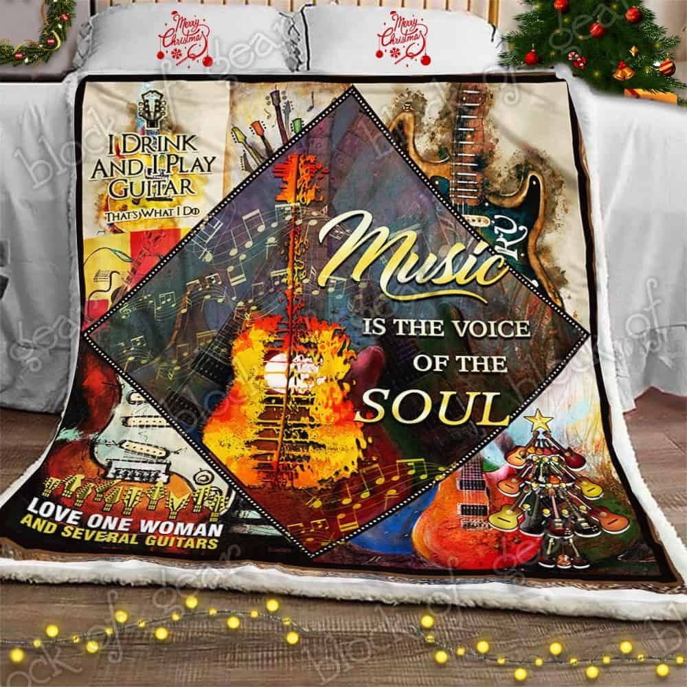 Guitar The Voice Of The Soul Sherpa Fleece Blanket