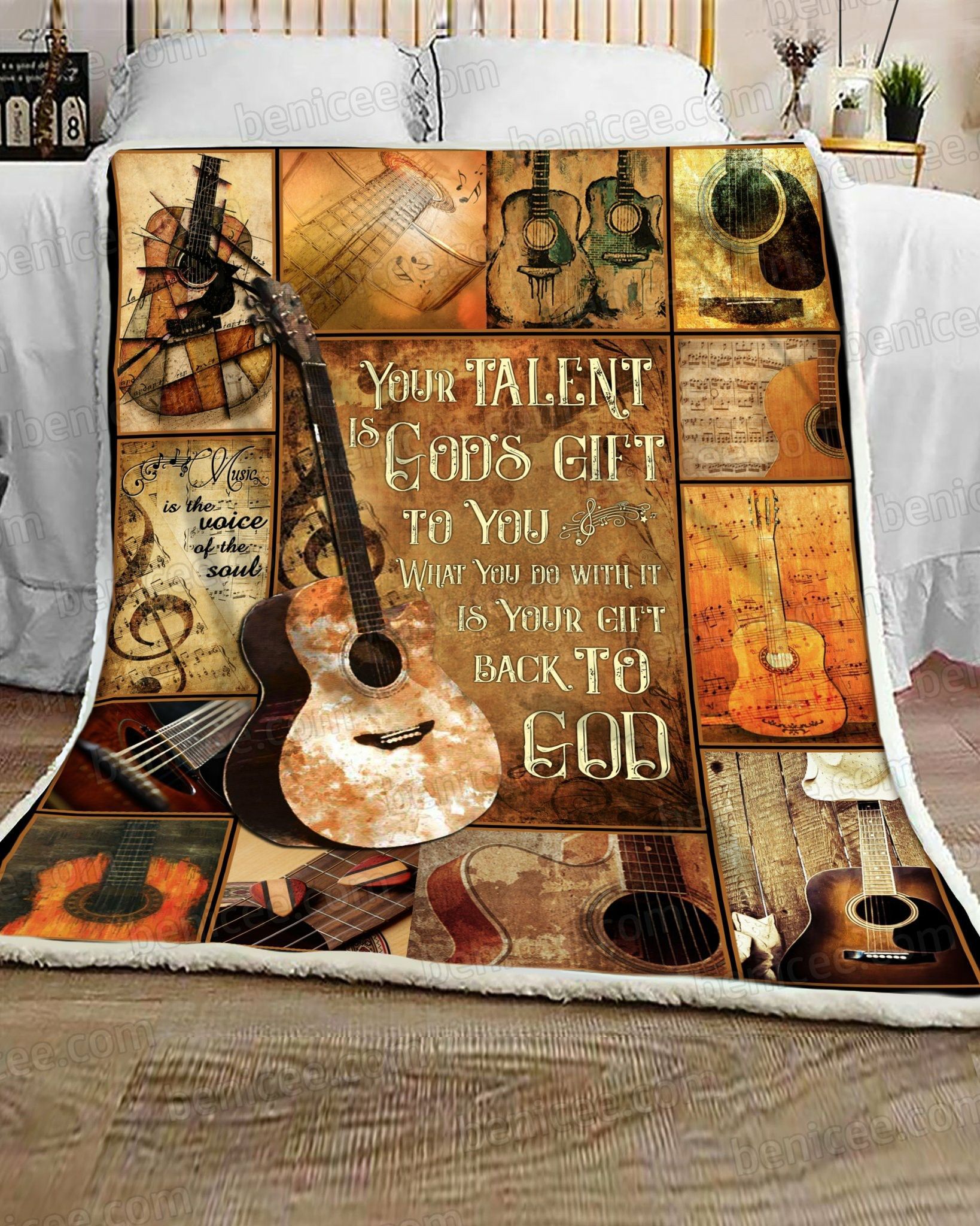 Guitar Your Talent Is God’s Gift To You Sherpa Fleece Blanket