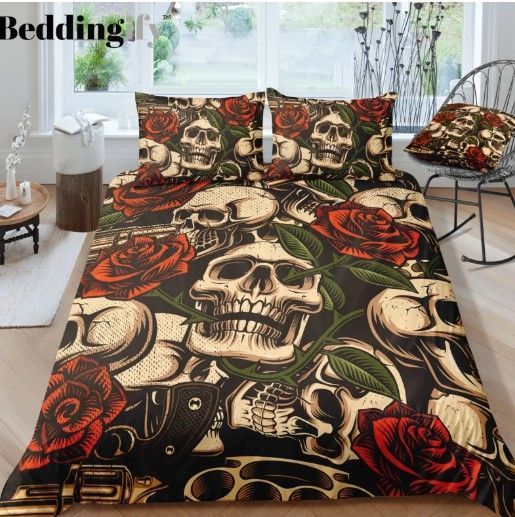 Gun Rose Skull Bedding Set