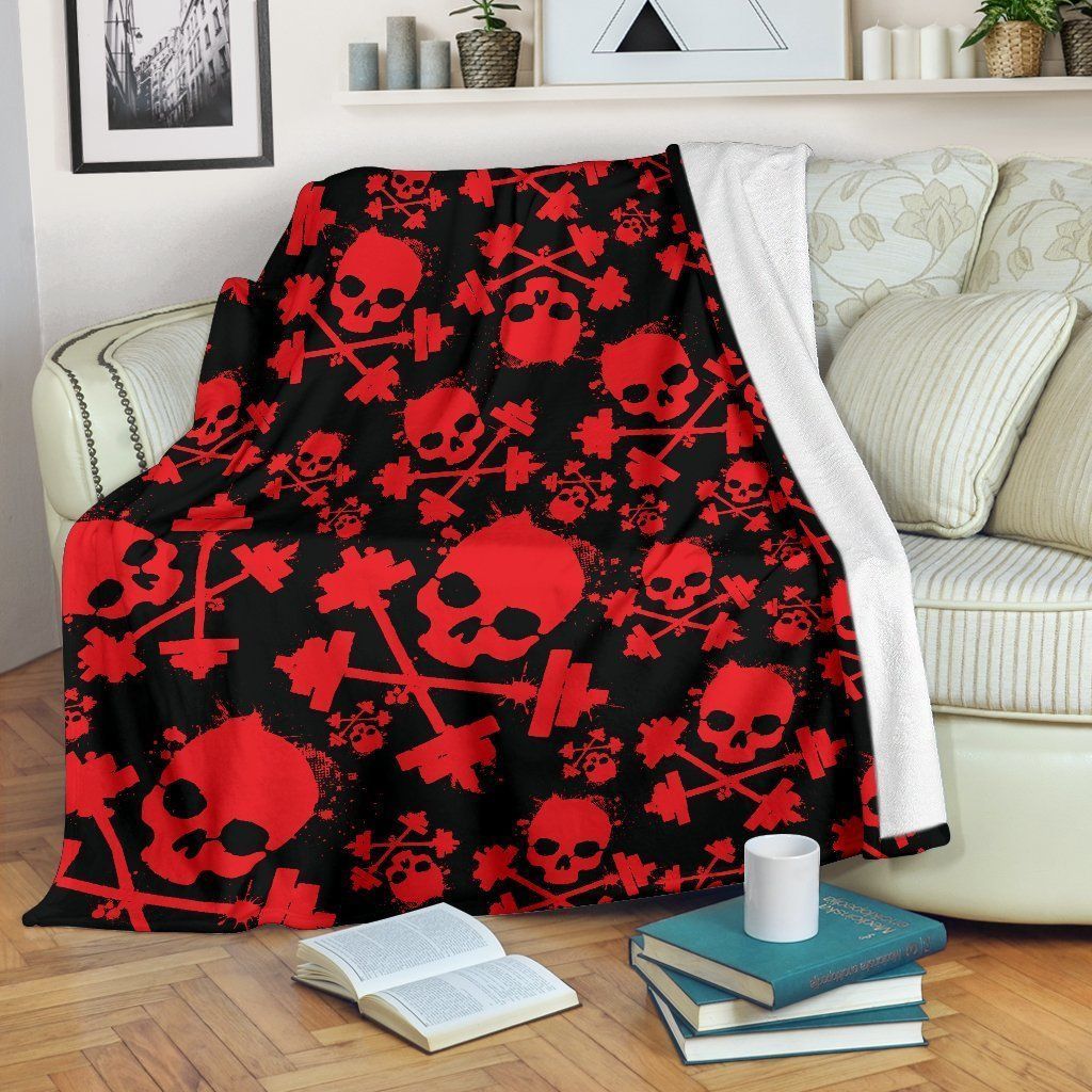 Gym Skull Sherpa Fleece Blanket