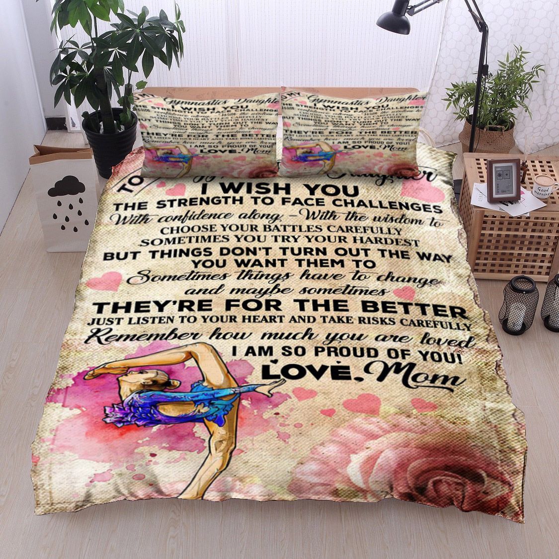 Gymnastics To My Gymnastics Daughter Love Mom Bedding Set
