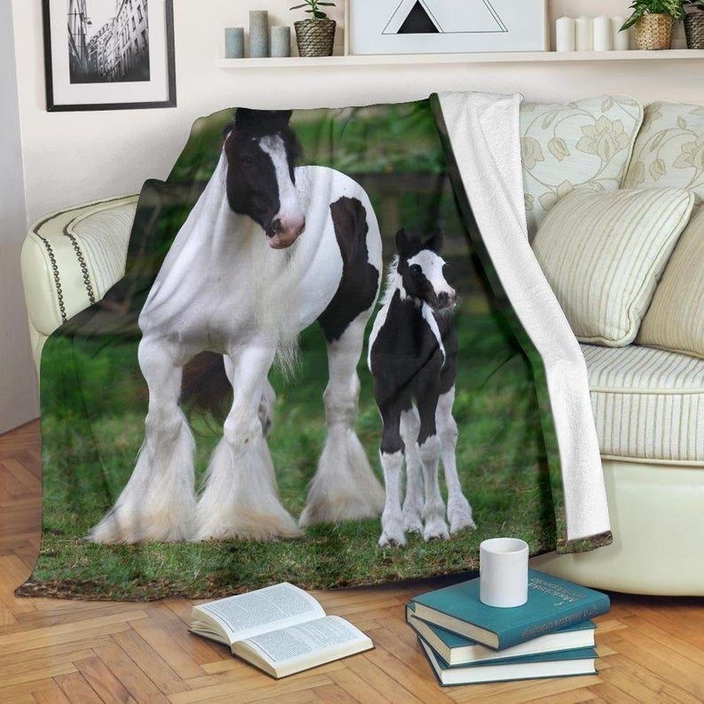Gypsy Vanner Horse And Baby Sherpa Fleece Blanket