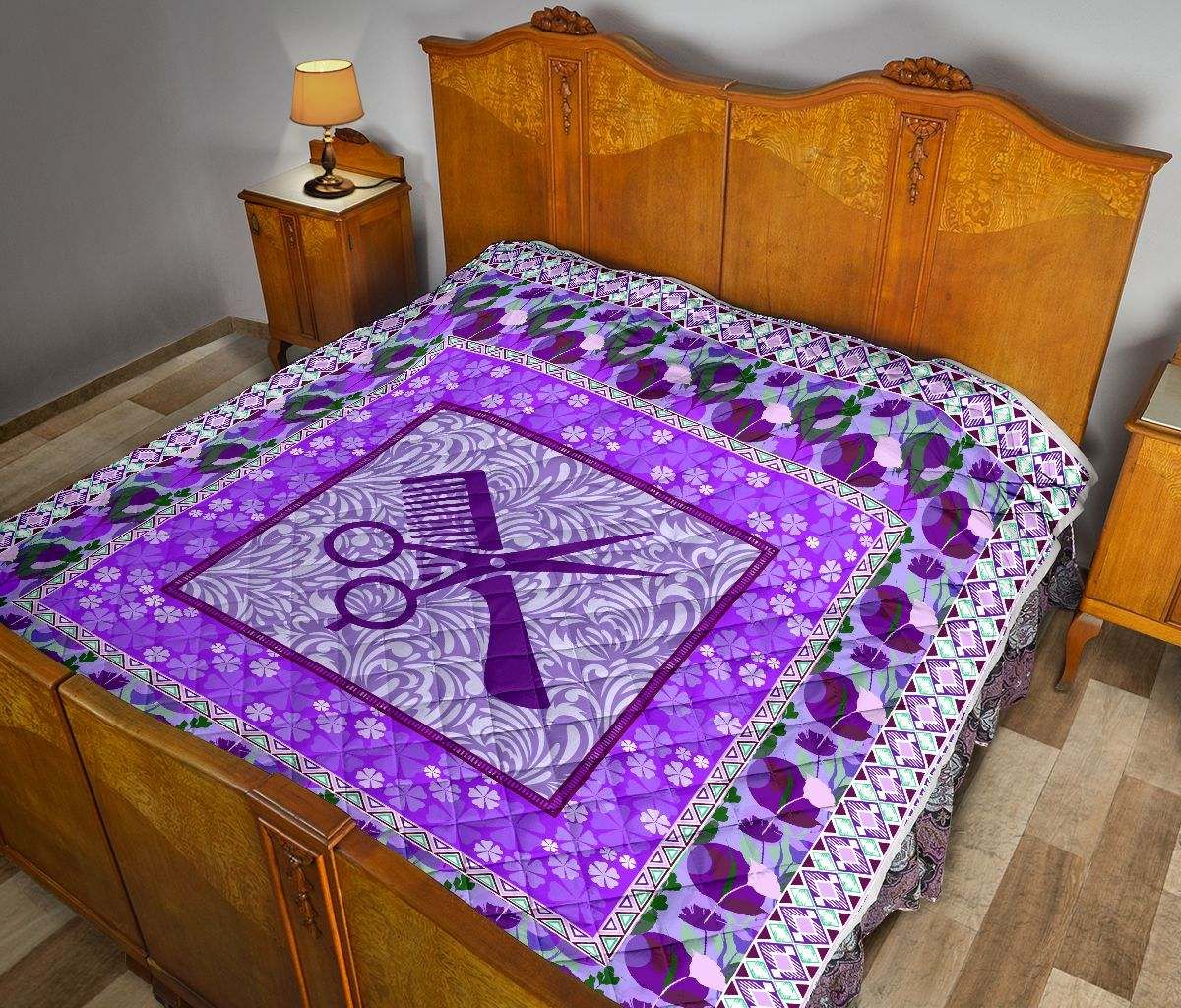 HAIR STYLIST PURPLE FLOWER QUILT DHC281111545DD