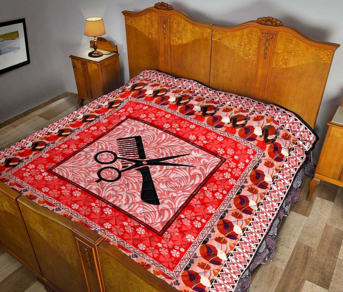 HAIR STYLIST RED BLACK FLOWER QUILT DHC281111547DD