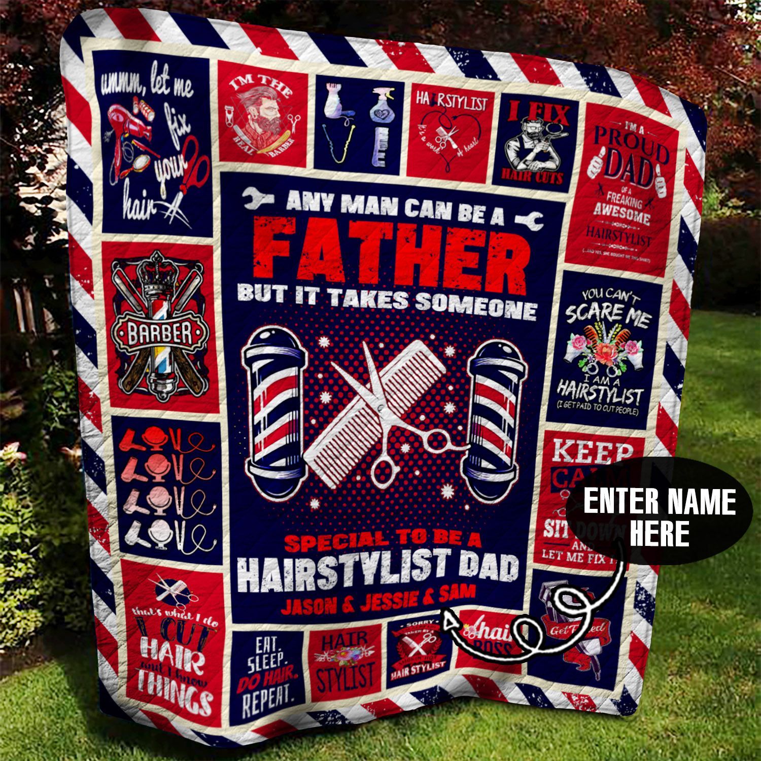 Hairstylist Dad Personalized Quilt Blanket BBB110619SM