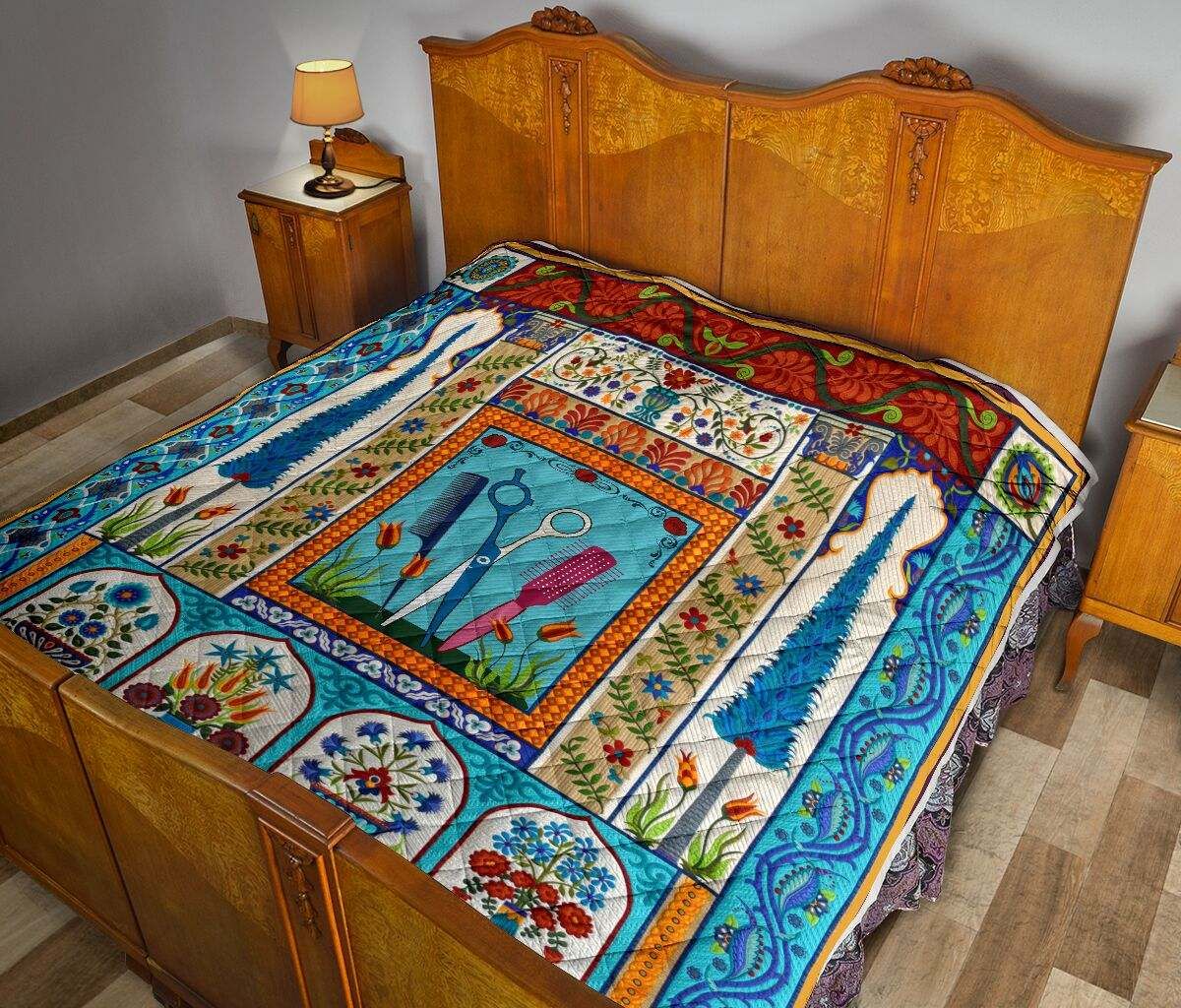 HAIRSTYLIST Decorator pattern with flowers Quilt DHC281111583DD