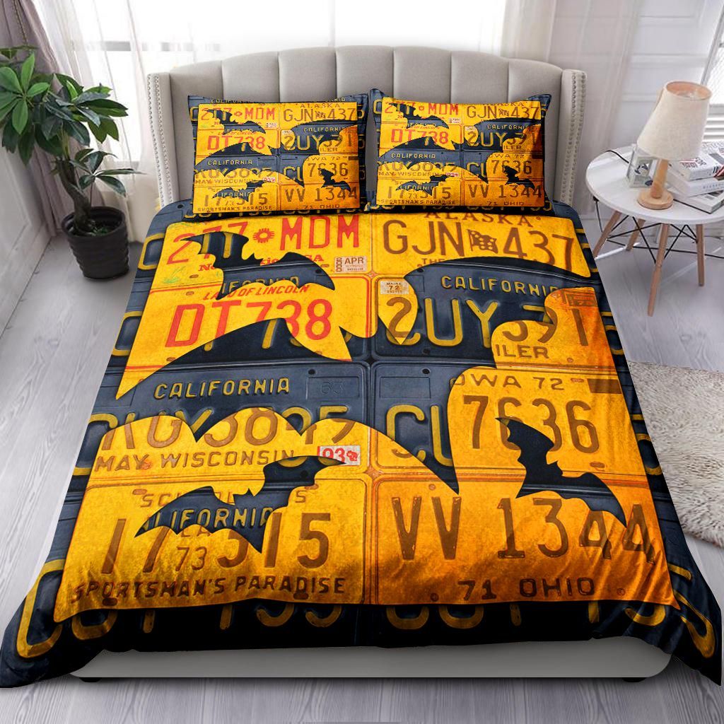 Halloween Bat Vintage License Plate Bedding Set