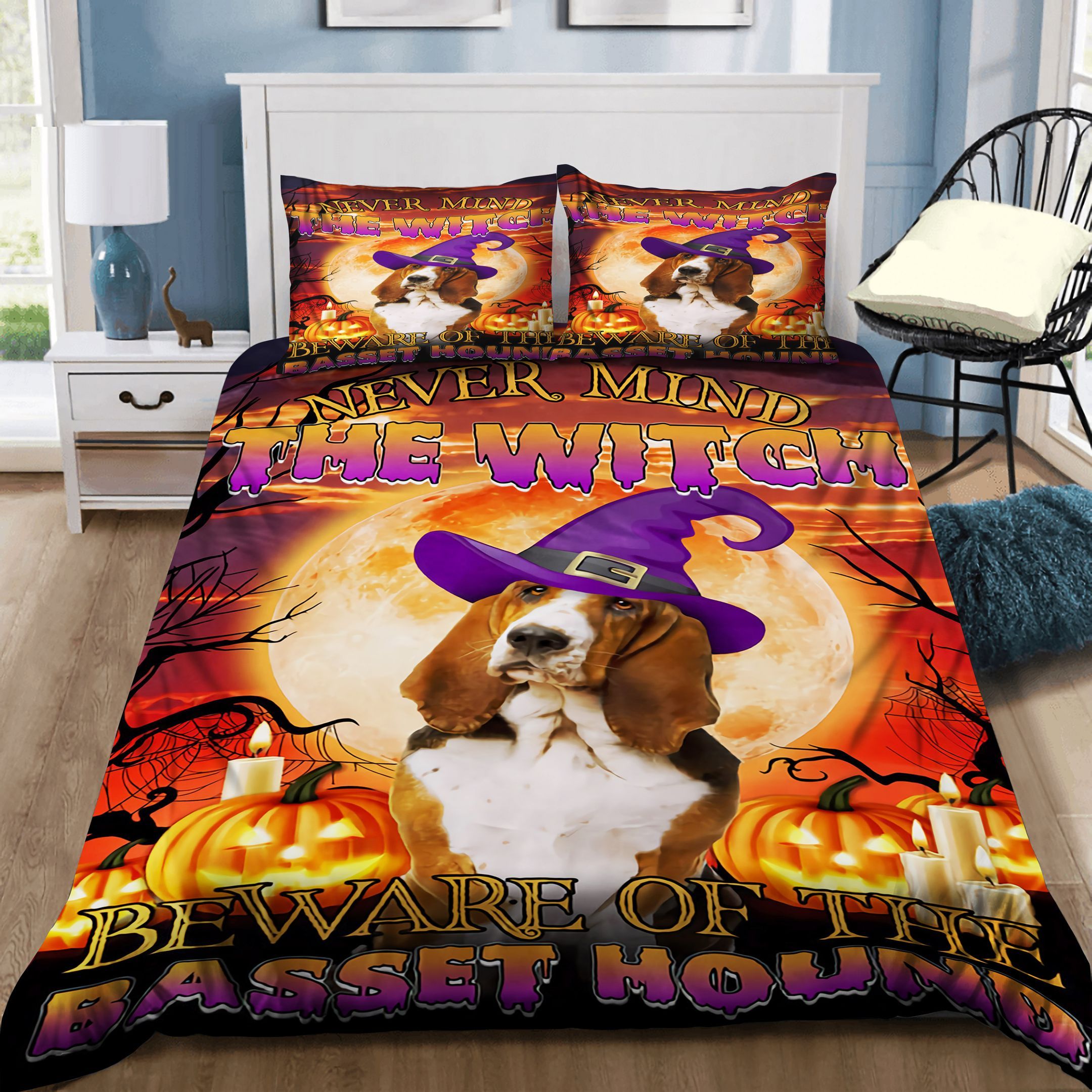 Halloween Beware Of The Basset Hound Bedding Set