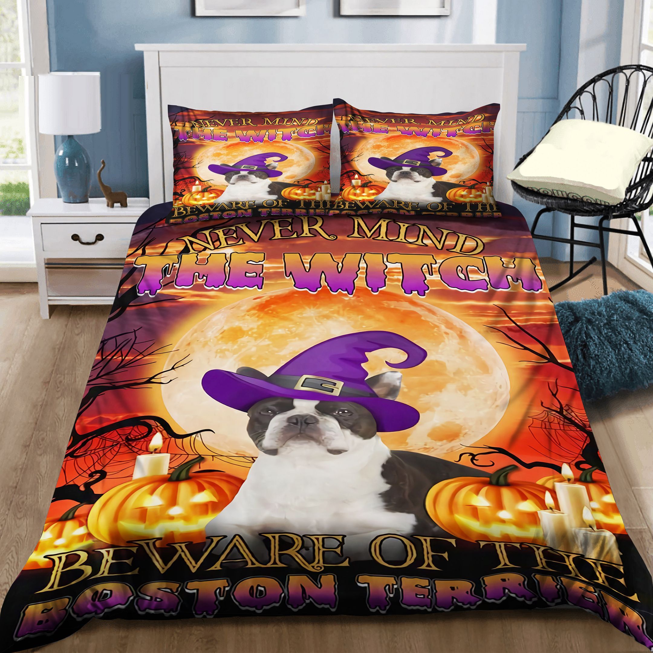 Halloween Beware Of The Boston Terrier Bedding Set