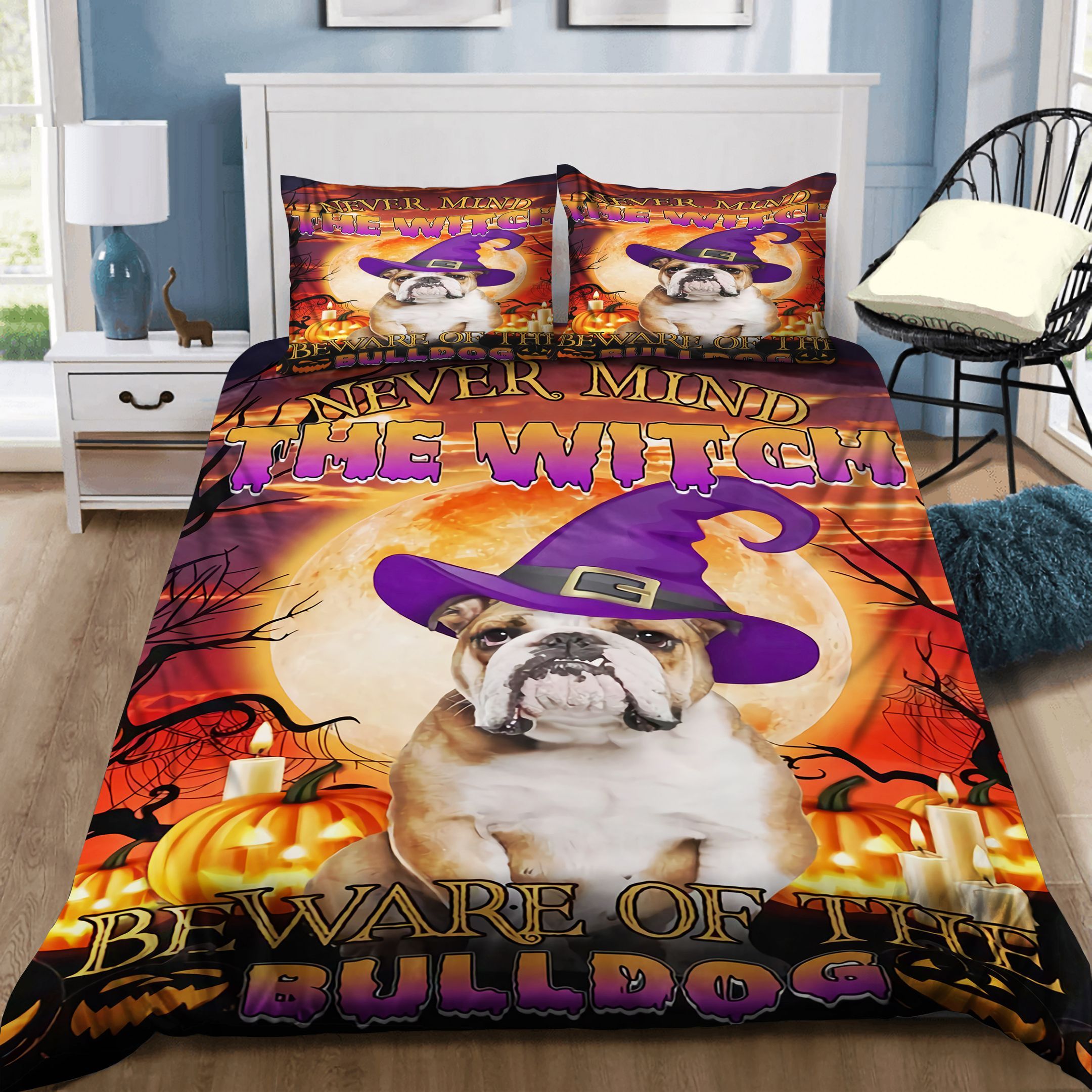Halloween Beware Of The Bulldog Bedding Set