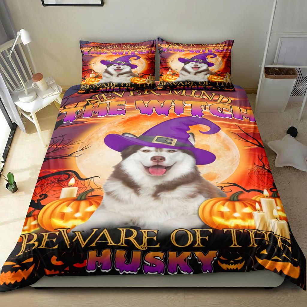 Halloween Beware Of The Husky Bedding Set