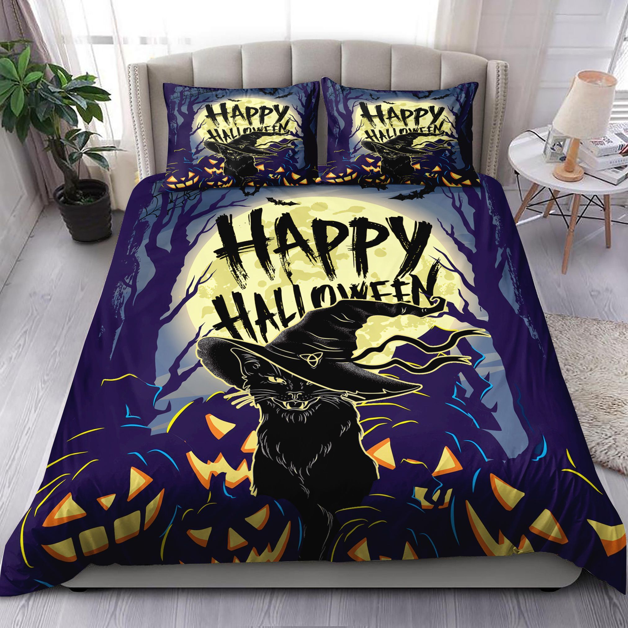 Halloween Black Cat Bedding Set