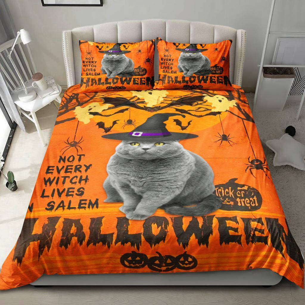 Halloween British Shorthaired Not Every Witch Lives In Salem Bedding Set