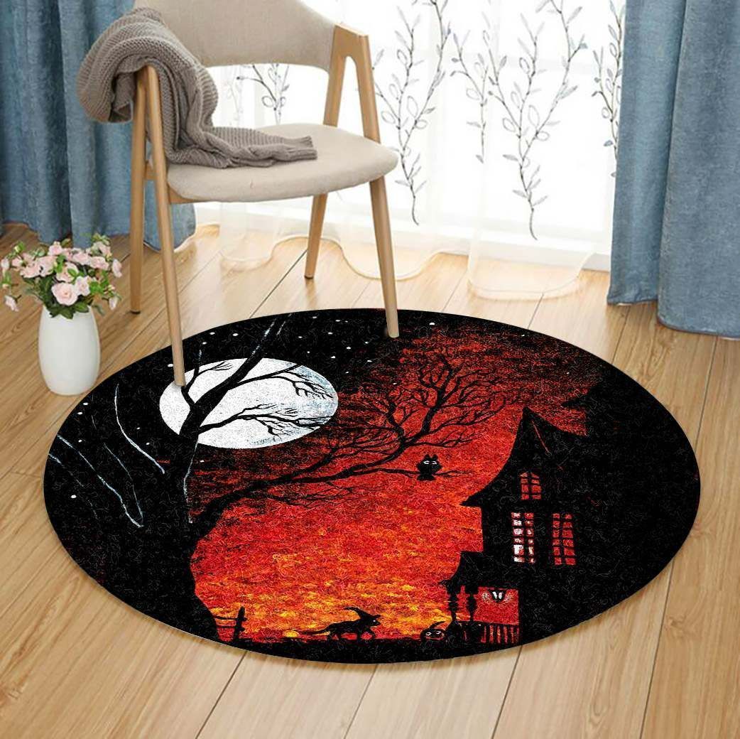 Halloween Cat Witch Round Carpet