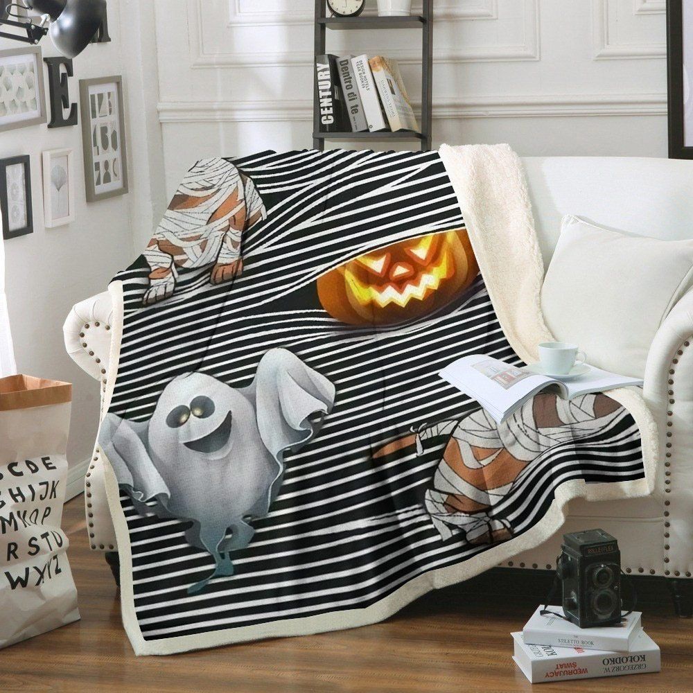 Halloween Dog Sherpa Fleece Blanket