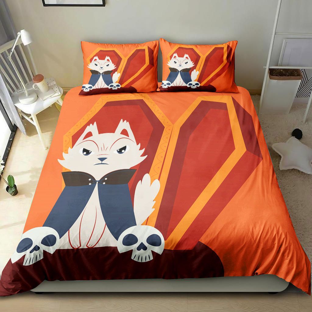 Halloween Dracula Cat In Coffin Bedding Set