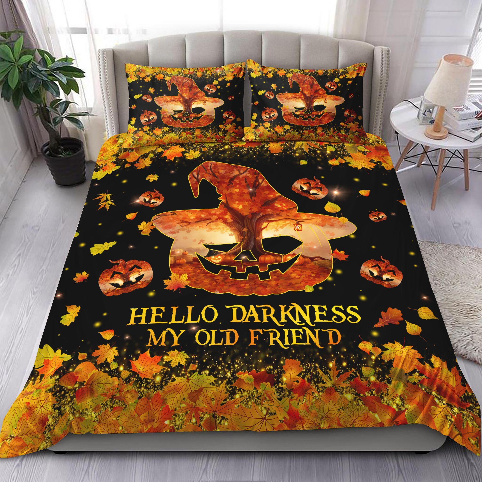 Halloween Hello Darkness My Old Friend Autumn Bedding Set
