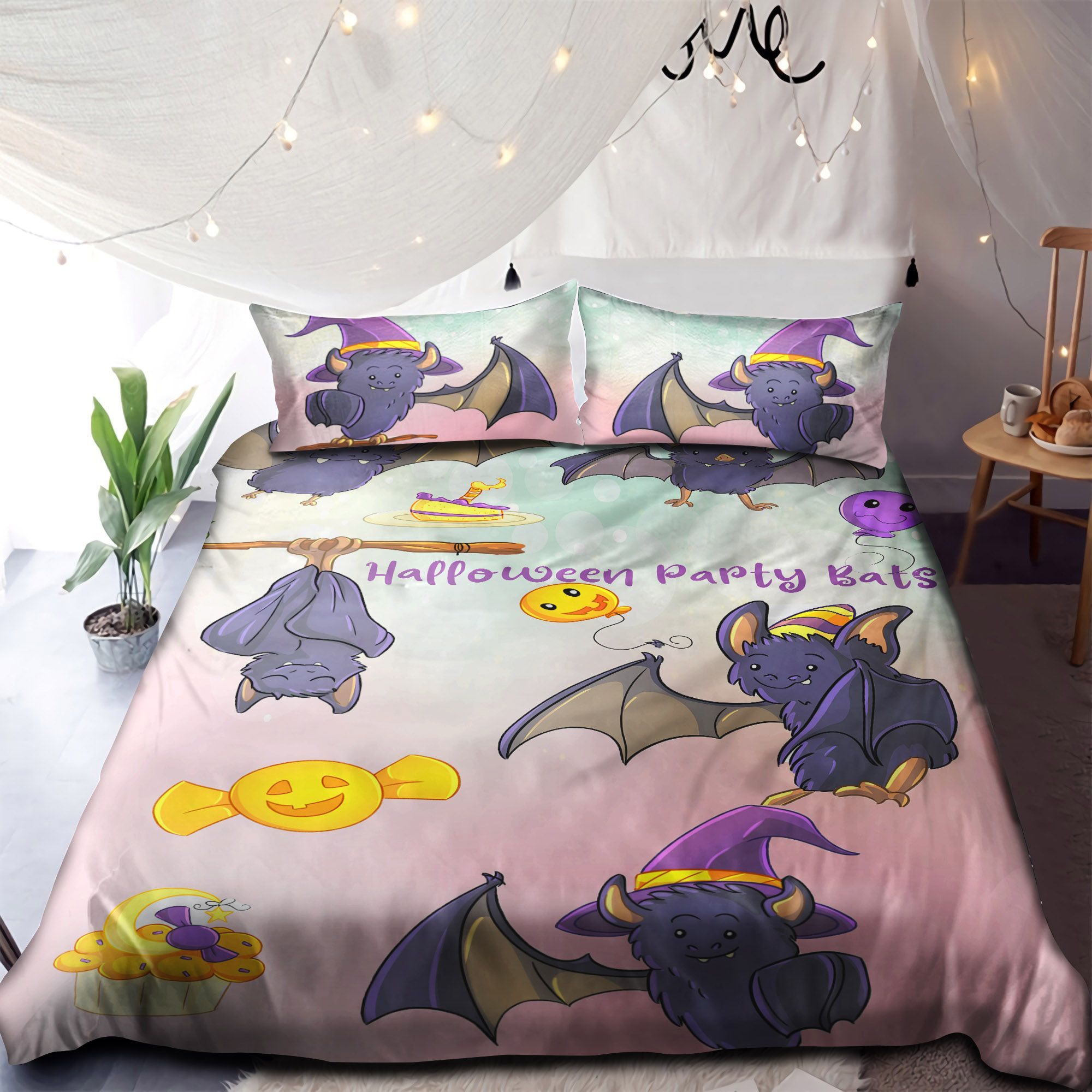 Halloween Party Bats Bedding Set