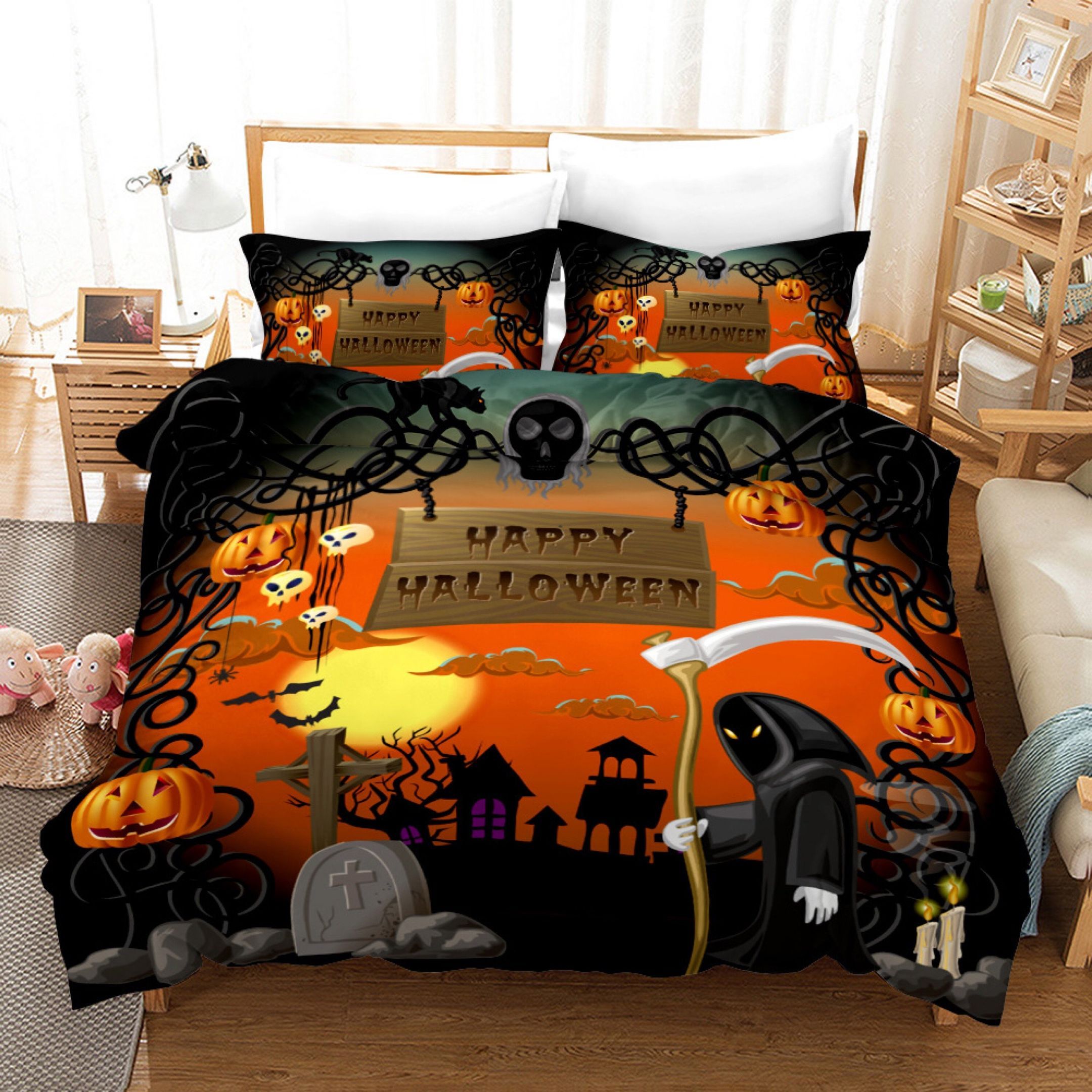 Halloween Pumpkin Ghost Bedding Set