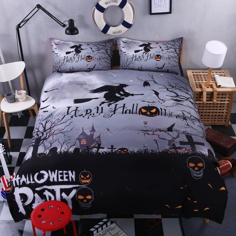 Halloween Pumpkin Witch Bedding Set