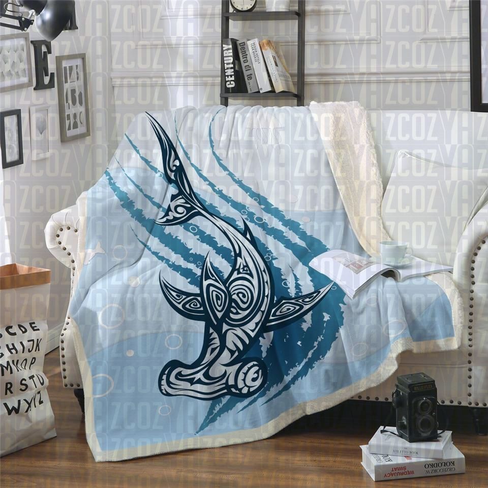 Hammerhead Mandala Shark Sherpa Fleece Blanket