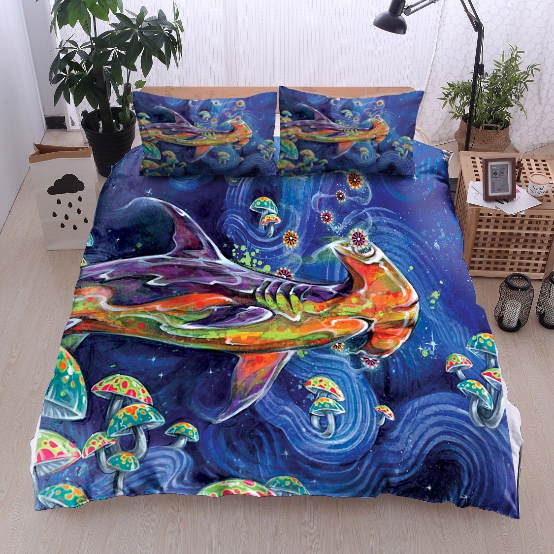 Hammerhead Shark And Mushroom Bedding Set