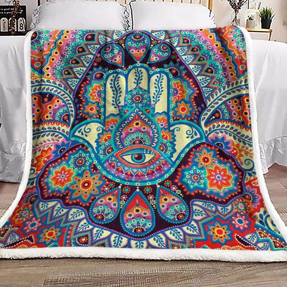 Hamsa Hand Eye Sherpa Fleece Blanket