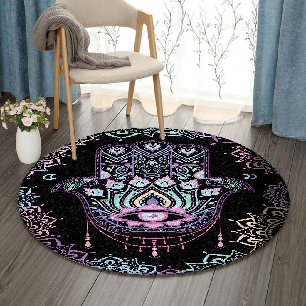 Hamsa Mandala Round Carpet
