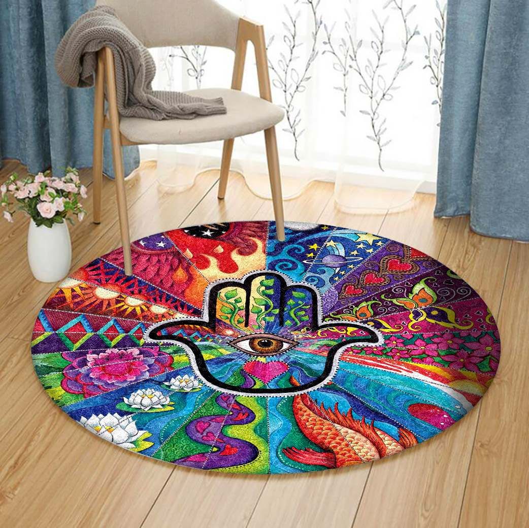 Hamsa Painting Round Carpet