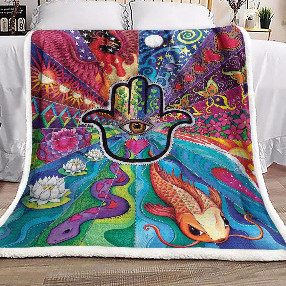 Hamsa Painting Sherpa Fleece Blanket