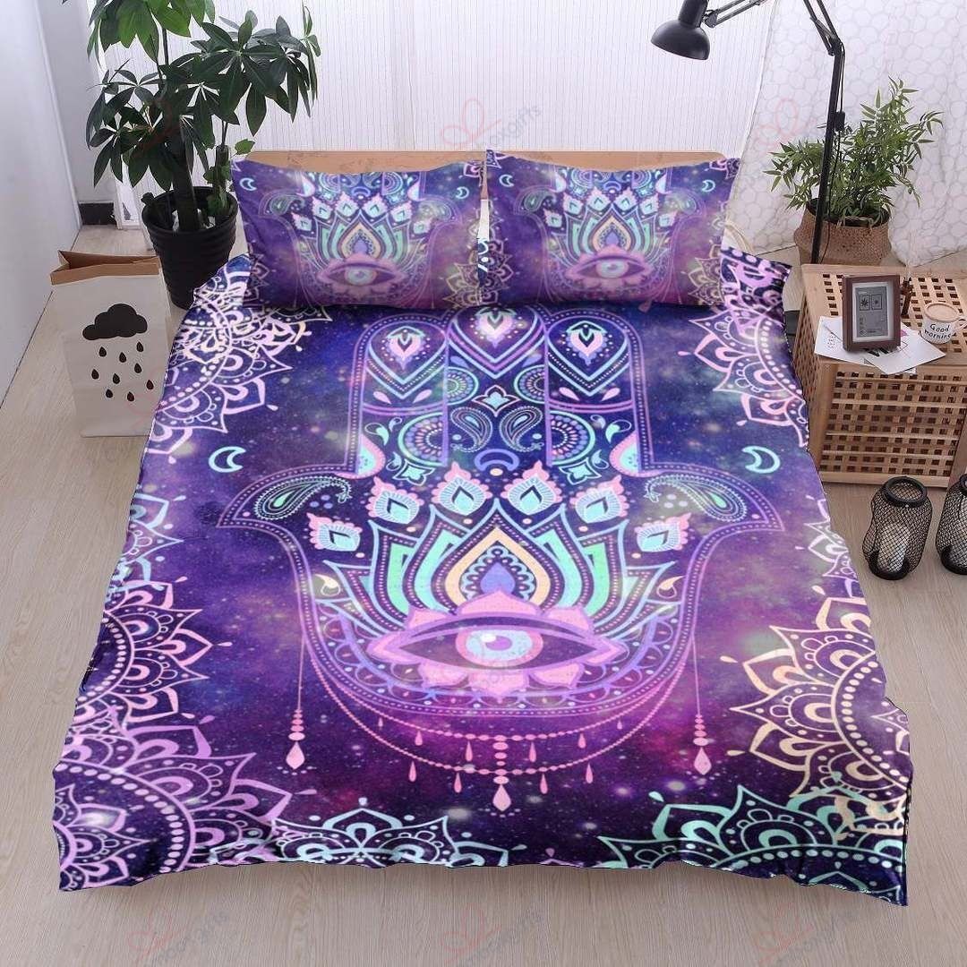 Hamsa Textured Hand Printed Bedding Set