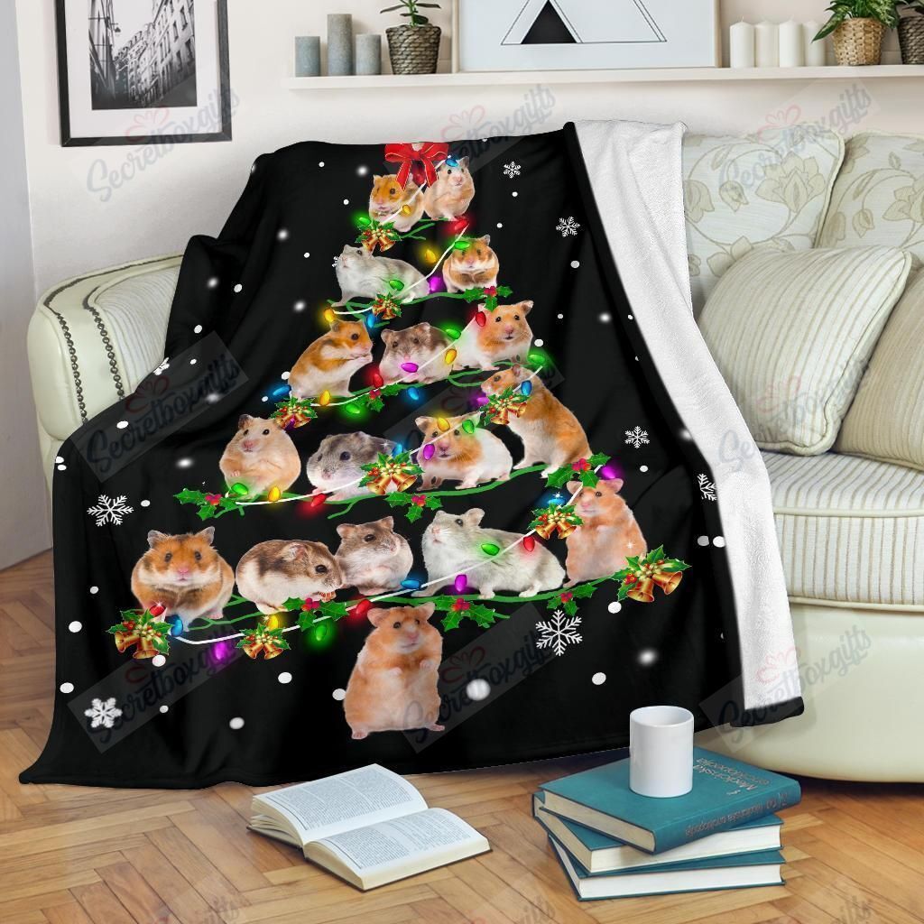Hamster Christmas Tree Fleece Blanket