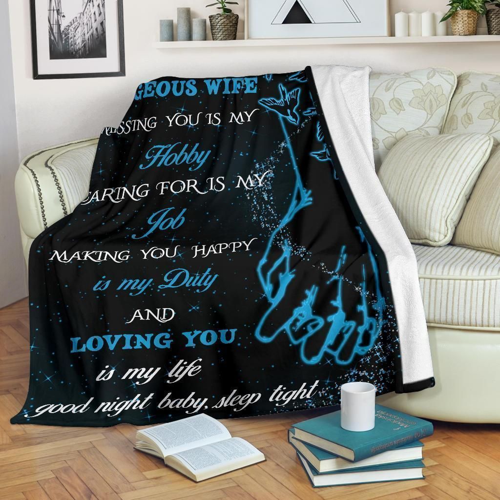 Hand By Hand To My Gorgeous Wife Printed Fleece Blanket