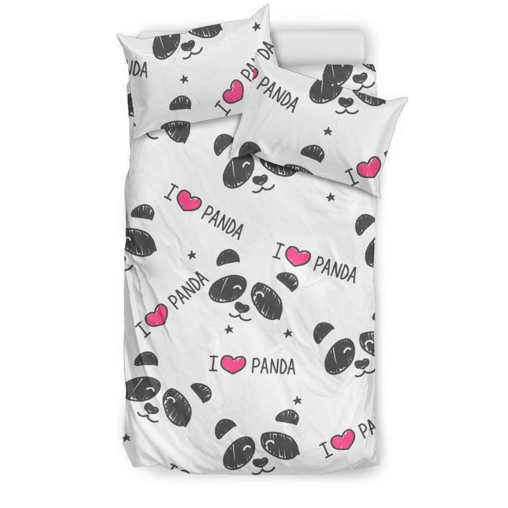 Hand Drawn Faces Of Pandas Bedding Set