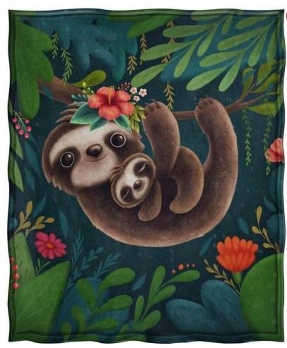 Hanging Sloths Sherpa Fleece Blanket