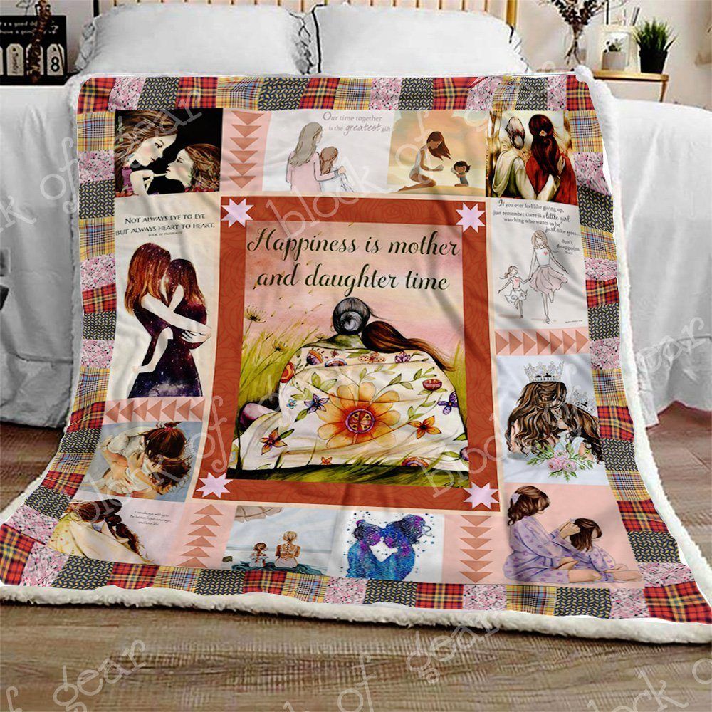 Happiness Is Mother And Daughter Time Sherpa Fleece Blanket