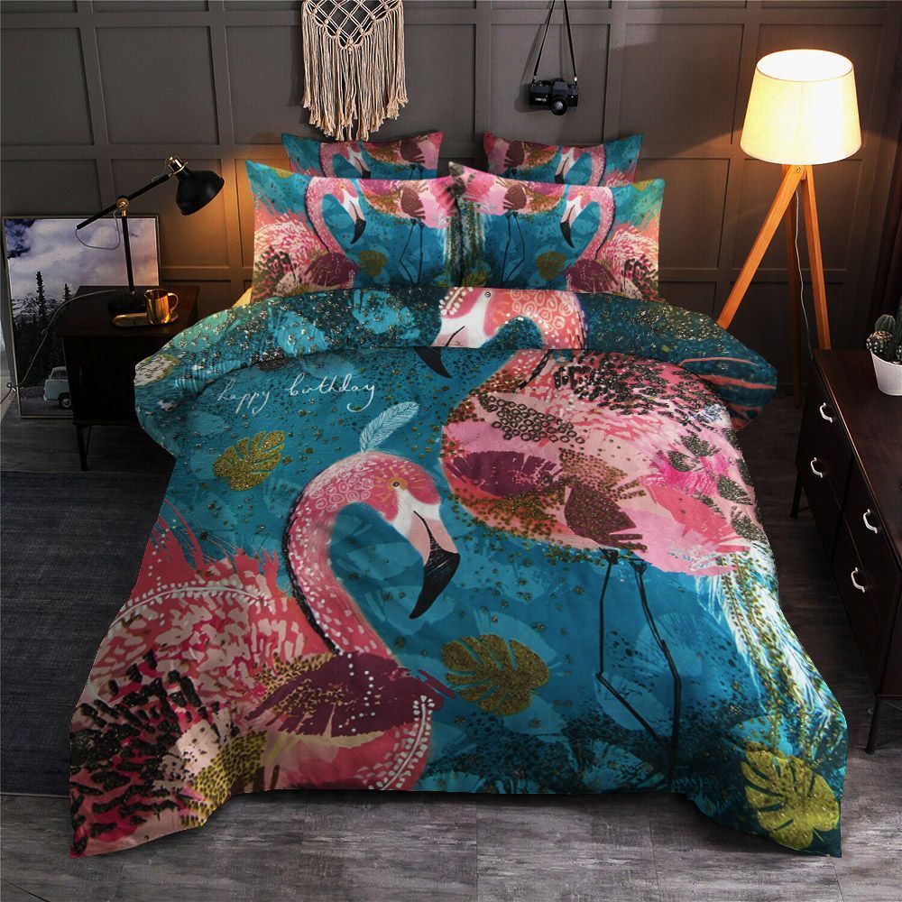 Happy Birthday Flamingo Bedding Set