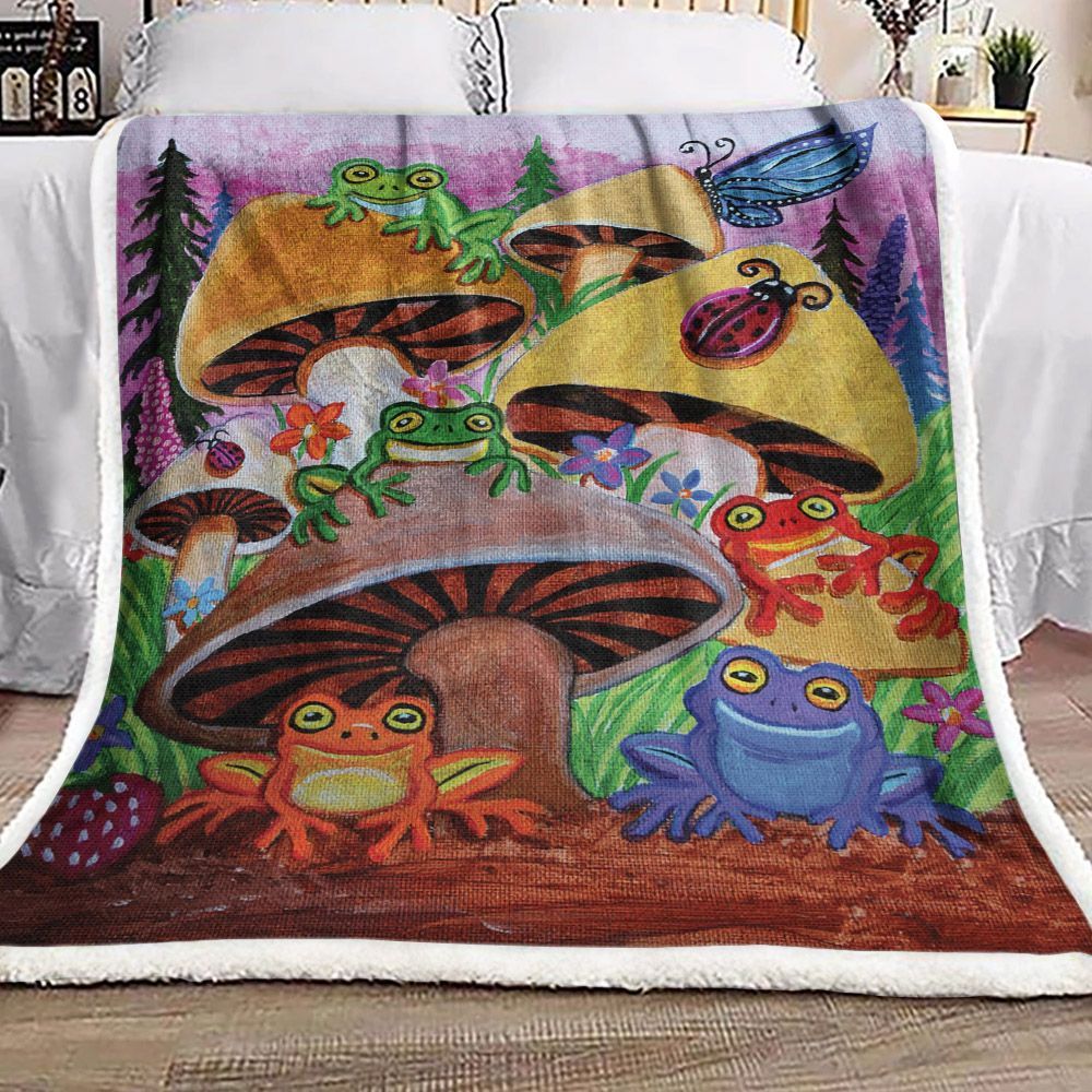 Happy Butterfly Frog Valley Sherpa Fleece Blanket