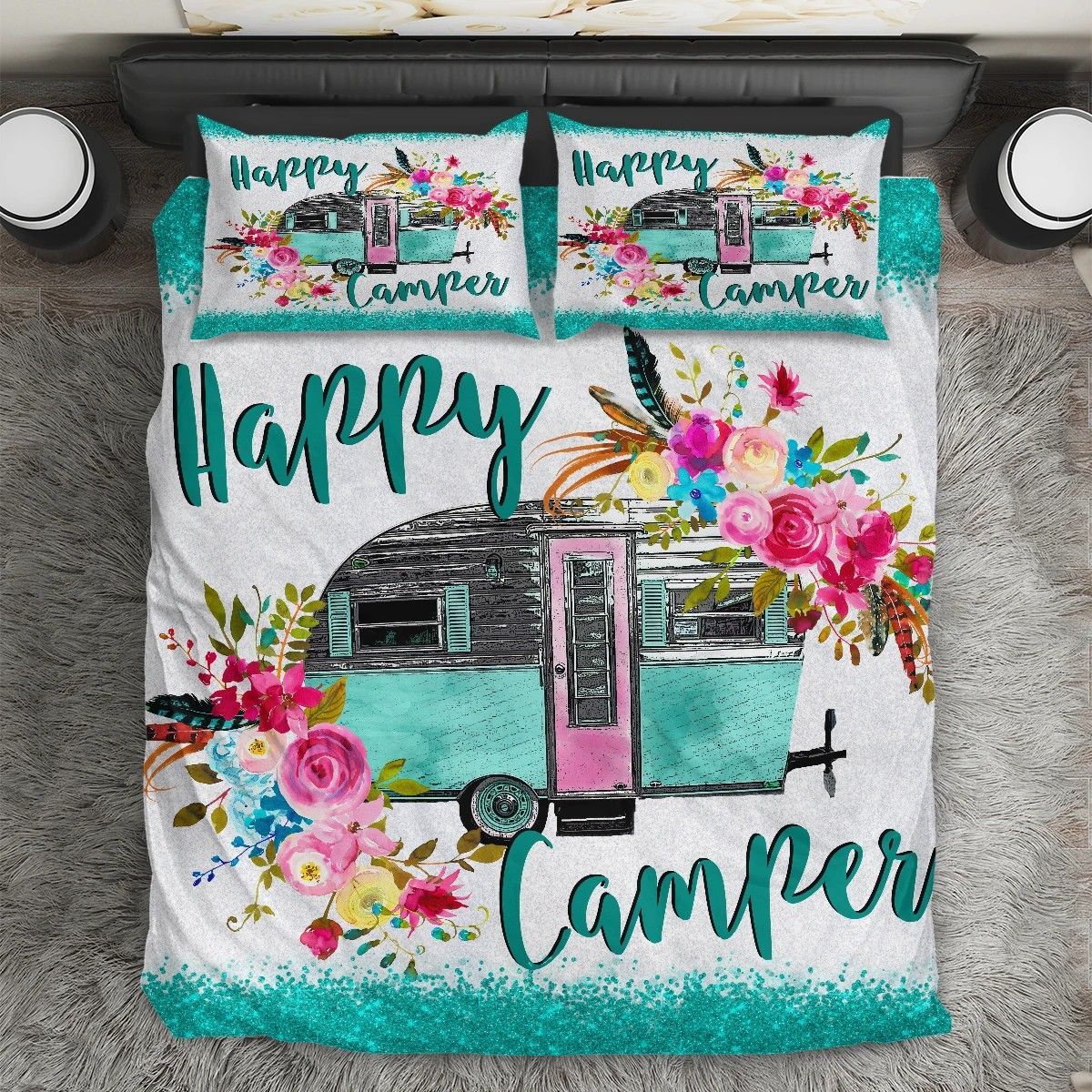 Happy Camper Flowers Bedding Set