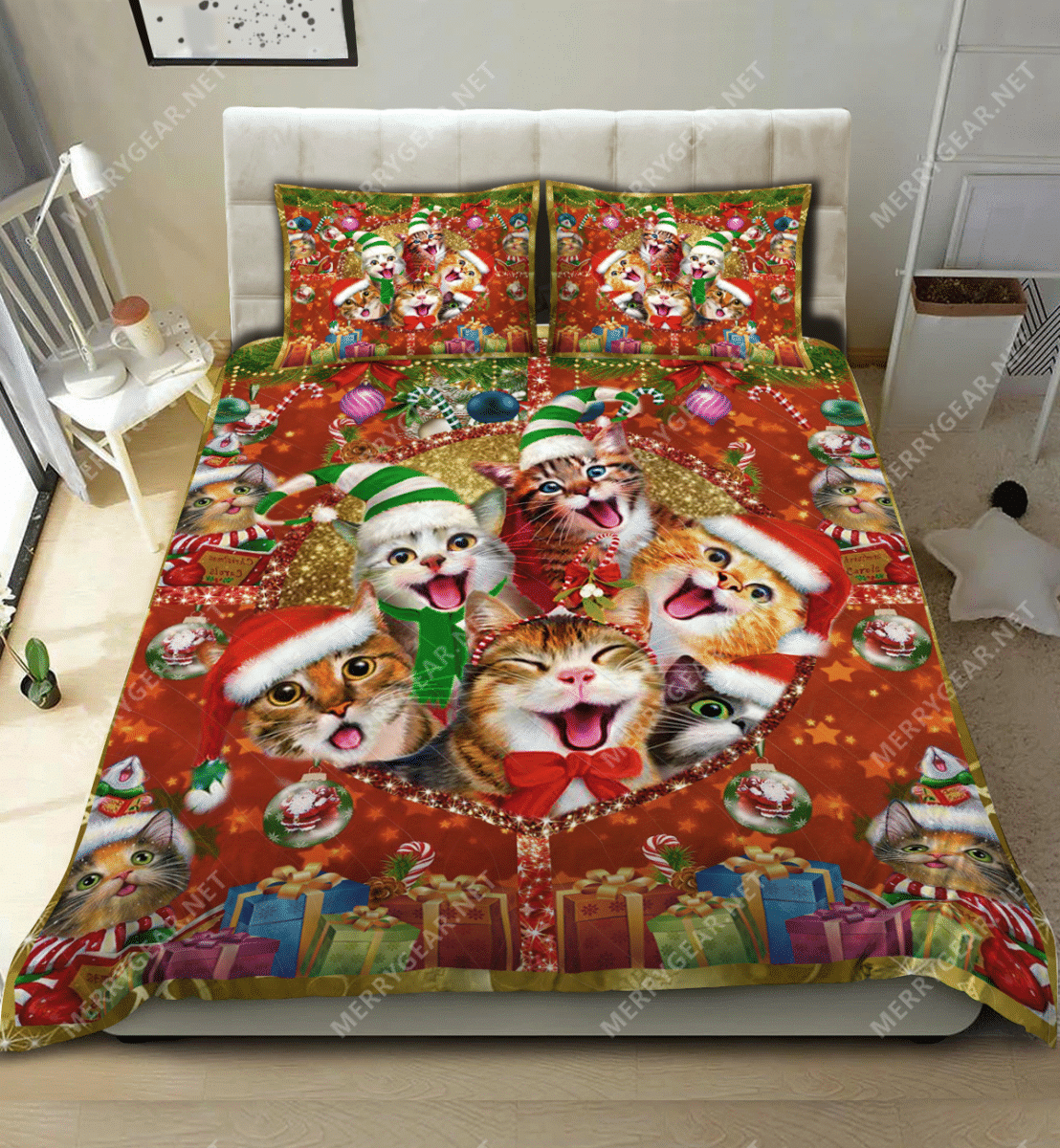 Happy Christmas Cat Bedding Set